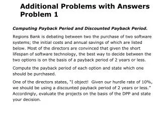 Additional Problems with Answers Problem 1