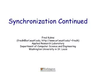 Synchronization Continued