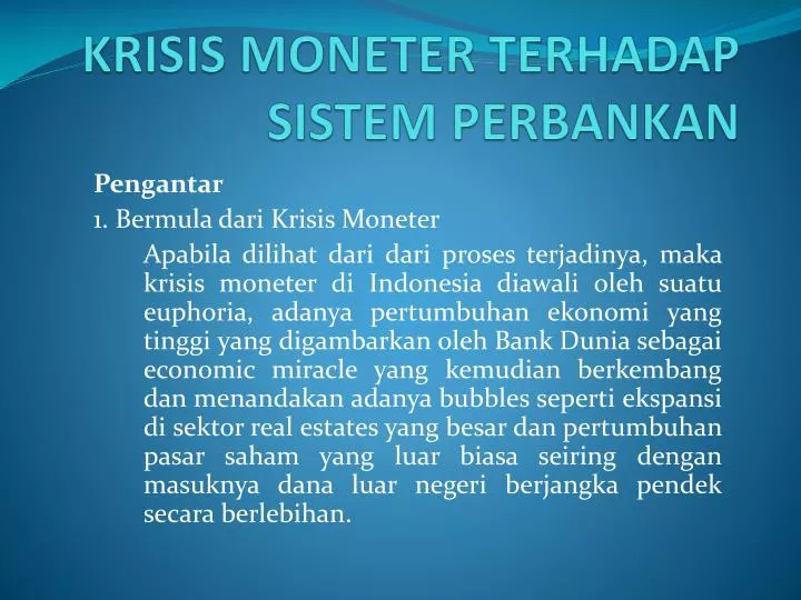 krisis moneter terhadap sistem perbankan