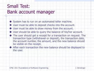 Small Test: Bank account manager