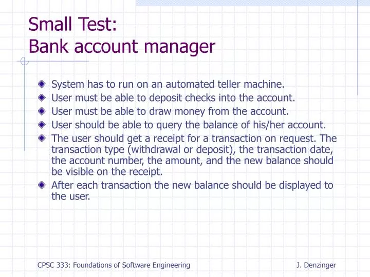 small test bank account manager