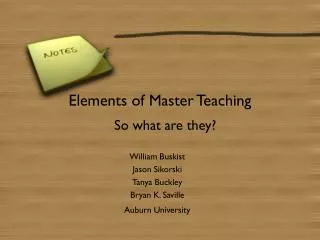Elements of Master Teaching