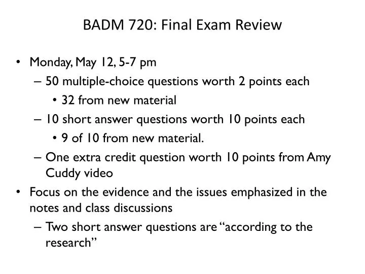 badm 720 final exam review