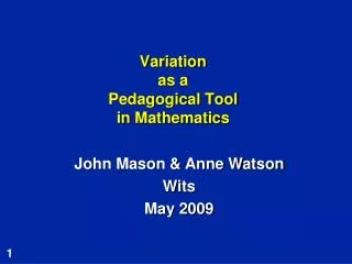 Variation as a Pedagogical Tool in Mathematics