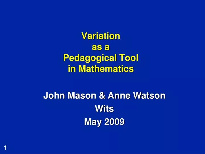 variation as a pedagogical tool in mathematics