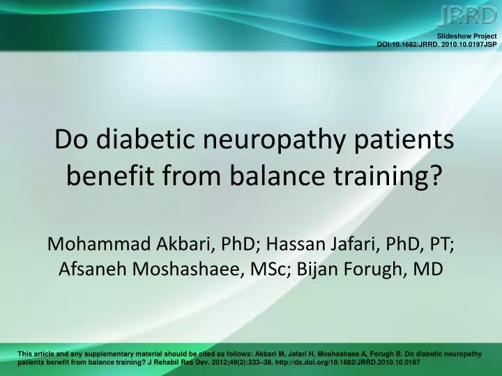 do diabetic neuropathy patients benefit from balance training