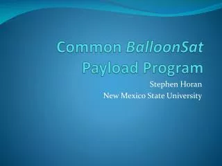 Common BalloonSat Payload Program