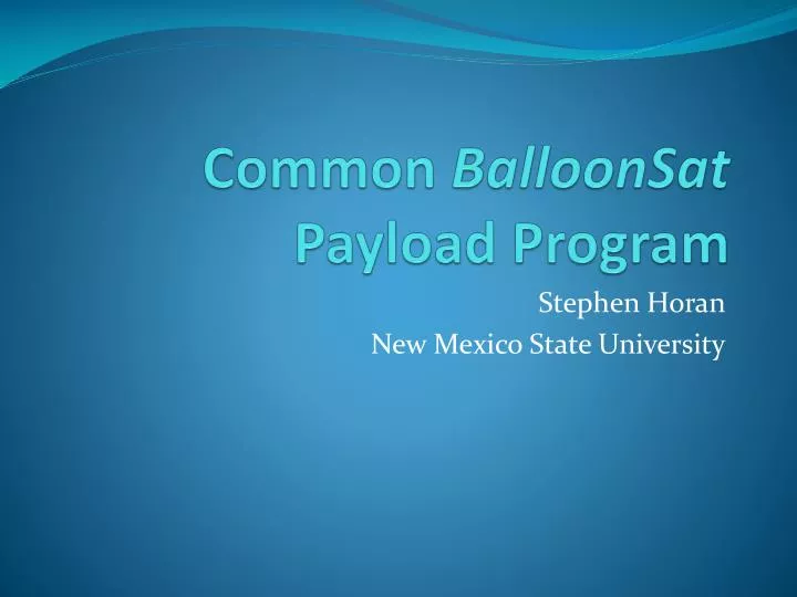 common balloonsat payload program