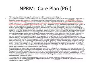 NPRM: Care Plan (PGI)
