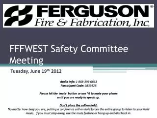 FFFWEST Safety Committee Meeting