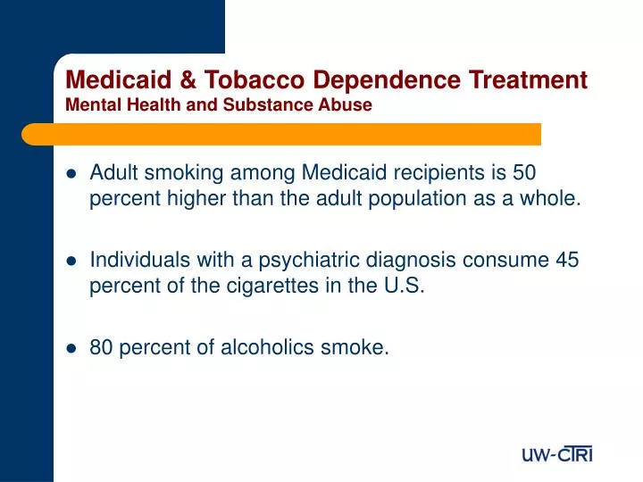 medicaid tobacco dependence treatment mental health and substance abuse