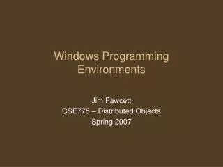 Windows Programming Environments