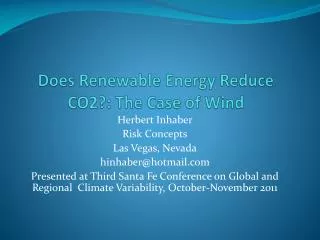 Does Renewable Energy Reduce CO2?: The Case of Wind