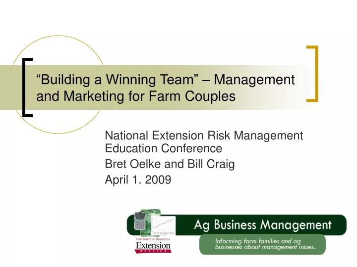 building a winning team management and marketing for farm couples