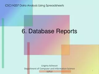6 . Database Reports