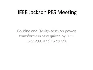 IEEE Jackson PES Meeting