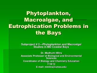 Phytoplankton, Macroalgae, and Eutrophication Problems in the Bays