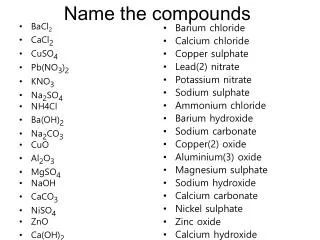Name the compounds