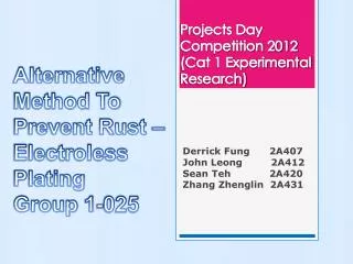 Projects Day Competition 2012 (Cat 1 Experimental Research)