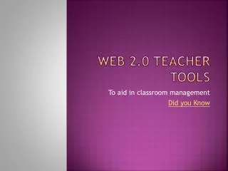 Web 2.0 Teacher Tools