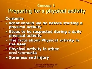 Concept 3 Preparing for a physical activity