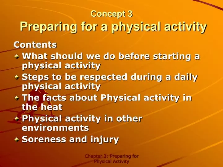 concept 3 preparing for a physical activity