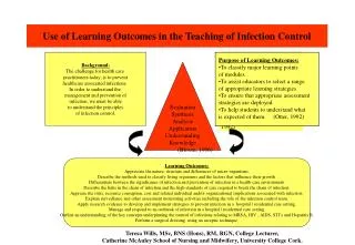 Use of Learning Outcomes in the Teaching of Infection Control