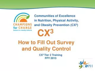 Communities of Excellence in Nutrition, Physical Activity, and Obesity Prevention (CX 3 )