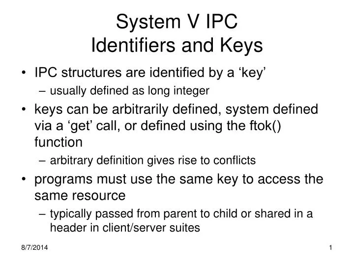 system v ipc identifiers and keys