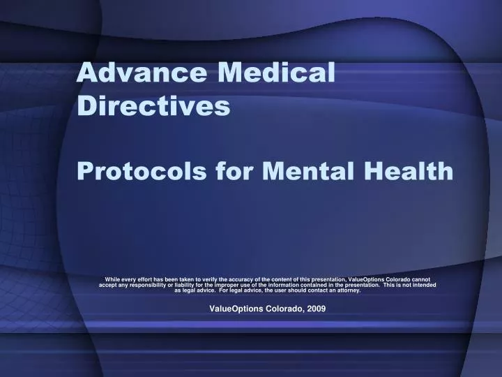advance medical directives protocols for mental health