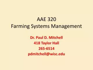 AAE 320 Farming Systems Management