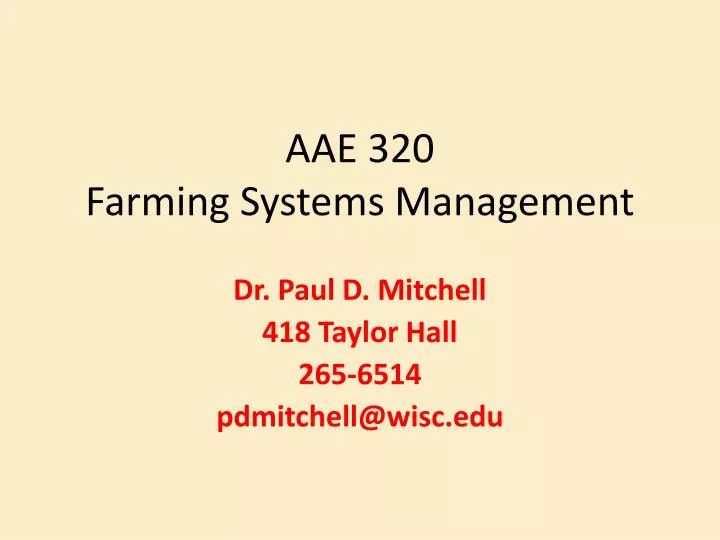 aae 320 farming systems management