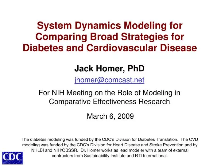 system dynamics modeling for comparing broad strategies for diabetes and cardiovascular disease