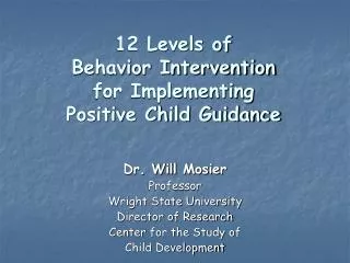 12 Levels of Behavior Intervention for Implementing Positive Child Guidance