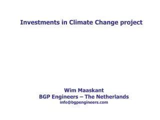 Investments in Climate Change project