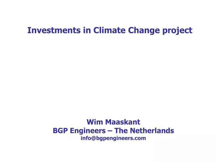 investments in climate change project