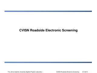 CVISN Roadside Electronic Screening