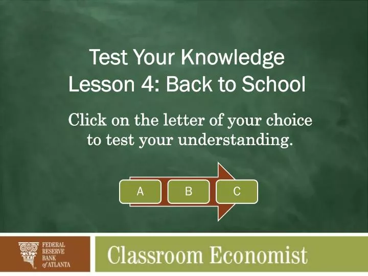 test your knowledge lesson 4 back to school