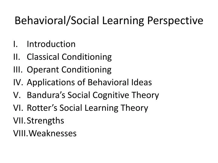 behavioral social learning perspective