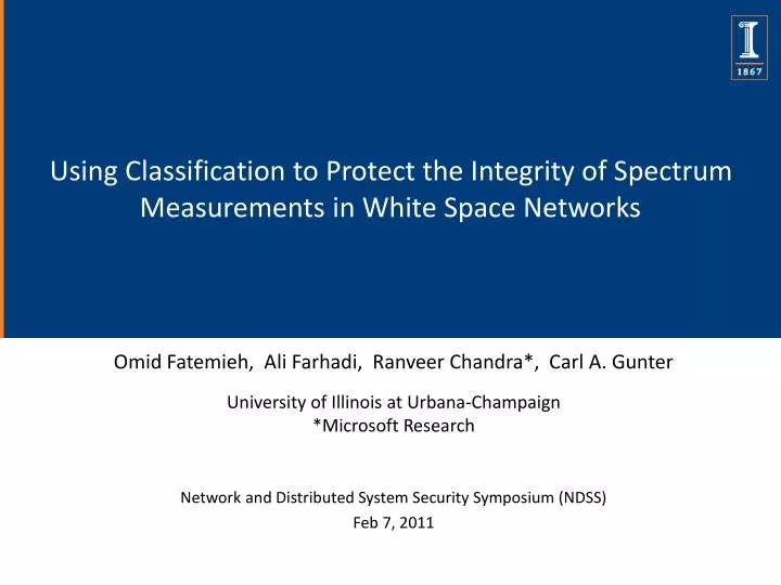 using classification to protect the integrity of spectrum measurements in white space networks