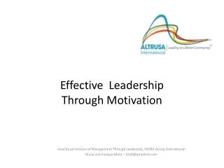 Effective Leadership Through Motivation