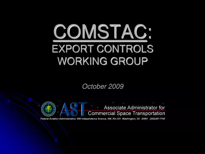 comstac export controls working group october 2009