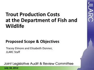 Trout Production Costs at the Department of Fish and Wildlife