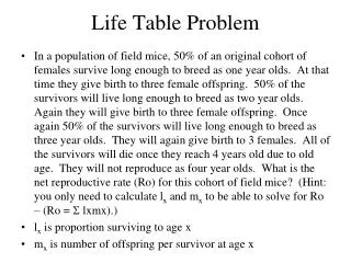 Life Table Problem