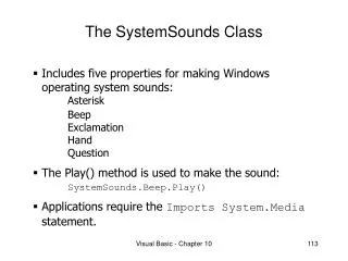 The SystemSounds Class