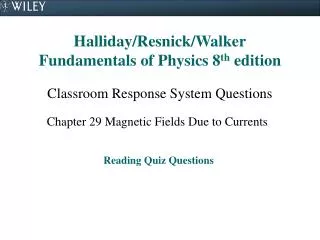 Halliday/Resnick/Walker Fundamentals of Physics 8 th edition