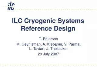 ILC Cryogenic Systems Reference Design