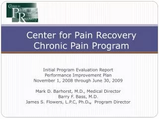 Center for Pain Recovery Chronic Pain Program