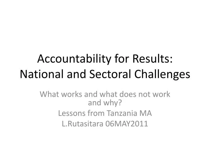 accountability for results national and sectoral challenges