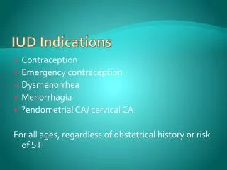 IUD Indications